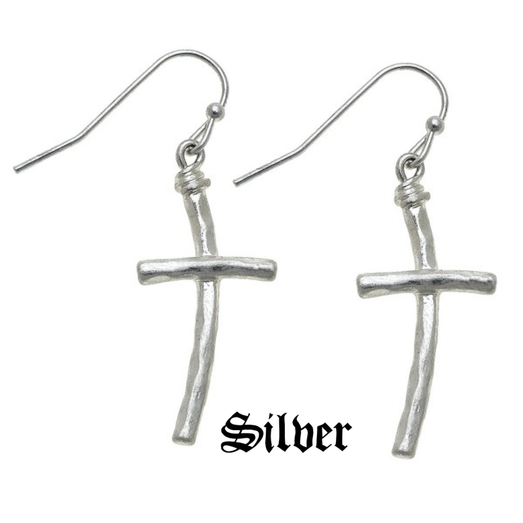 Hammered Cross Earrings