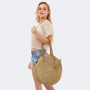 Rounded Straw Beach Bag