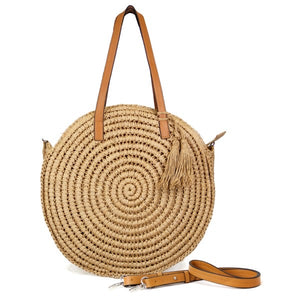 Rounded Straw Beach Bag